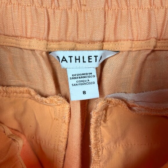 Athleta Cabo Linen Jogger Womens Size 8 Orange Peach Summer Zipped Pockets - Picture 3 of 11